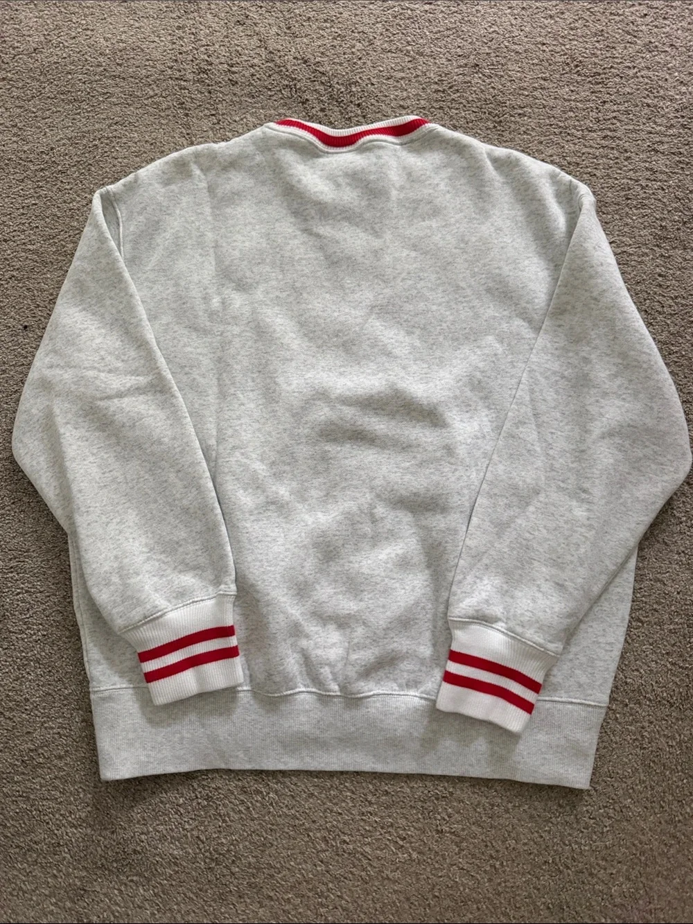 Nike Light Gray Crewneck Sweatshirt with Red Accents